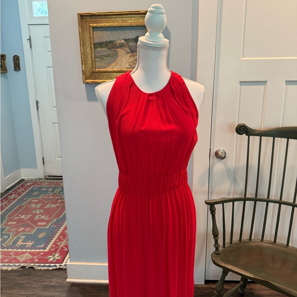 Kate Spade Vibrant Red Midi Dress with bow tie at back